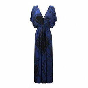 Blue & Black Geometric Maxi